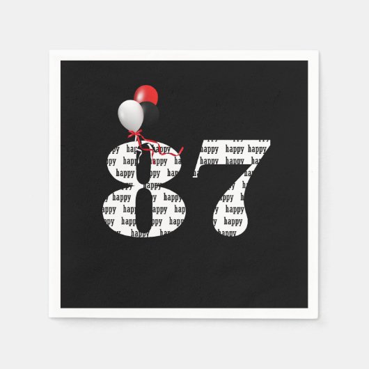 第87回誕生日パーティー風船 スタンダードカクテルナプキン (正面)