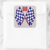 第88およびチェック模様の旗 スクエアシール (バッグ)