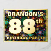 第88回誕生日パーティはっきりしたーカラフル, Fireworks Look 箔招待状ポストカード (正面)