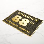 第88回誕生日パーティーはっきりした:木目フェイク模様 箔招待状 (回転した状態)