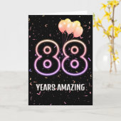 第88誕生日風船と紙吹雪 カード (黄色い花)