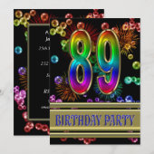 第89回バースデーパーティー招待（気泡あり） 招待状 (正面/裏面)