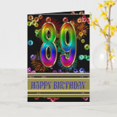 第89誕生日にレインボーバブルと花火 カード (黄色い花)
