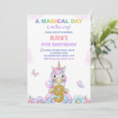 第9フローラユニコーン誕生日招待状 招待状 (スタンド正面)