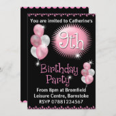 第9回バースデーパーティーへの招待 招待状 (正面/裏面)