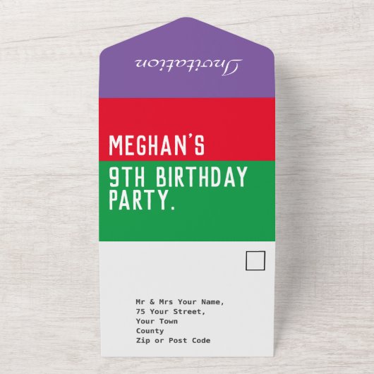 第9回バースデーパーティー全て一招待状 オールインワン招待状 (外側)