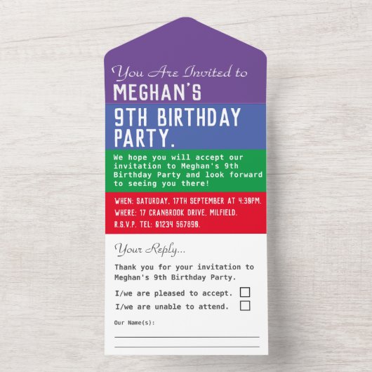 第9回バースデーパーティー全て一招待状 オールインワン招待状 (内側)