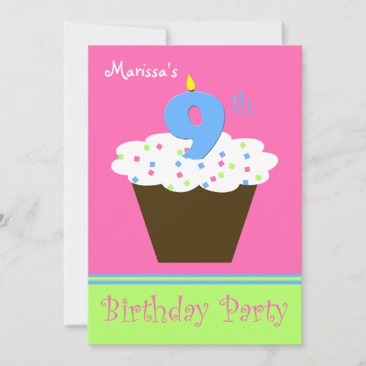 第9回バースデーパーティー招待状9キャンドル 招待状 (正面)