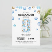 第9回バースデーパーティー青と金ゴールドバルーンボーイ 招待状 (スタンド正面)