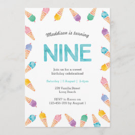 第9回バースデーパーティー | Rainbow Ice Creamのご招待 招待状