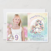 第9回ユニコーン誕生日パステルラジアントレインボー 招待状 (正面)