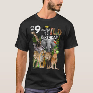第9回ワイルド誕生日サファリ動物動物園誕生 Tシャツ