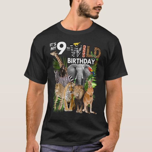 第9回ワイルド誕生日サファリ動物動物園誕生 Tシャツ (正面)
