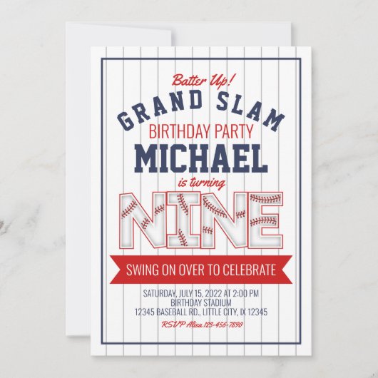 第9期野球誕生日招待状 招待状 (正面)