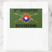 第9歩兵師団 – 横断小銃 – 文字 長方形シール (バッグ)
