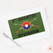 第9歩兵師団 – 横断小銃 – 文字 長方形シール (封筒)