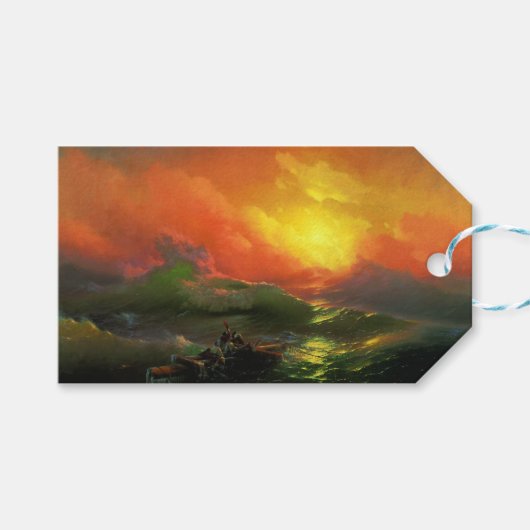 第9波（夕焼けを伴う嵐の海） ギフトタグ (正面(横))