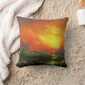 第9波（夕焼けを伴う嵐の海） クッション (ブランケット)
