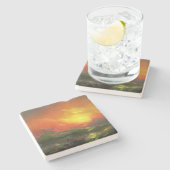 第9波（夕焼けを伴う嵐の海） ストーンコースター (横)