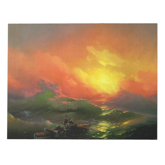 第9波（夕焼けを伴う嵐の海） ノートパッド (正面)