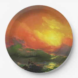 第9波（夕焼けを伴う嵐の海） ペーパープレート