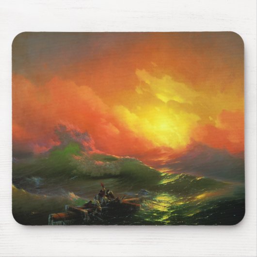 第9波（夕焼けを伴う嵐の海） マウスパッド (正面)