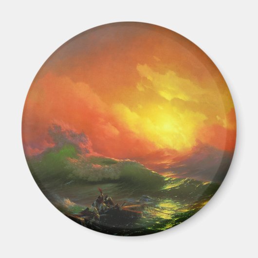 第9波（夕焼けを伴う嵐の海） マグネット (正面)