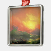 第9波（夕焼けを伴う嵐の海） メタルオーナメント (左)