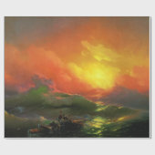 第9波（夕焼けを伴う嵐の海） ラッピングペーパー (フラット)