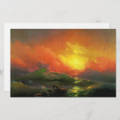 第9波(夕焼けを伴う嵐の海) 便箋 (正面/裏面)