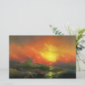 第9波(夕焼けを伴う嵐の海) 便箋 (スタンド正面)