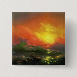 第9波（夕焼けを伴う嵐の海） 缶バッジ