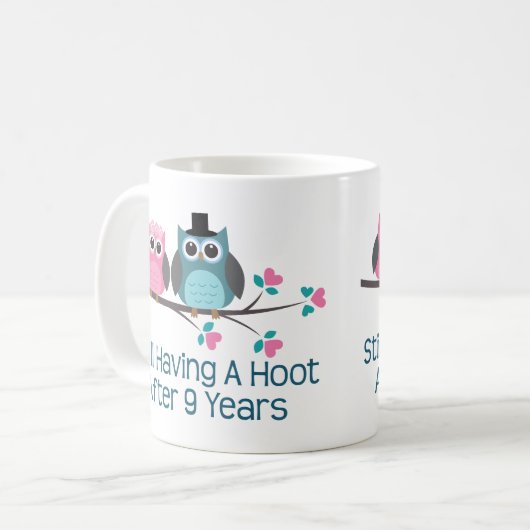 第9結婚記念日のやじり声のためのギフト コーヒーマグカップ (正面左)