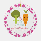 第9記念日のかわいいカップルのオーナメント セラミックオーナメント (正面)