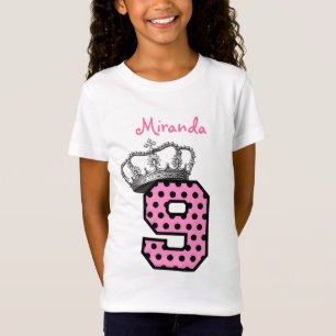 第9誕生日のプリンセスの王冠およびハートV04 Tシャツ