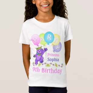 第9誕生日のプリンセス、名前をカスタムする Tシャツ