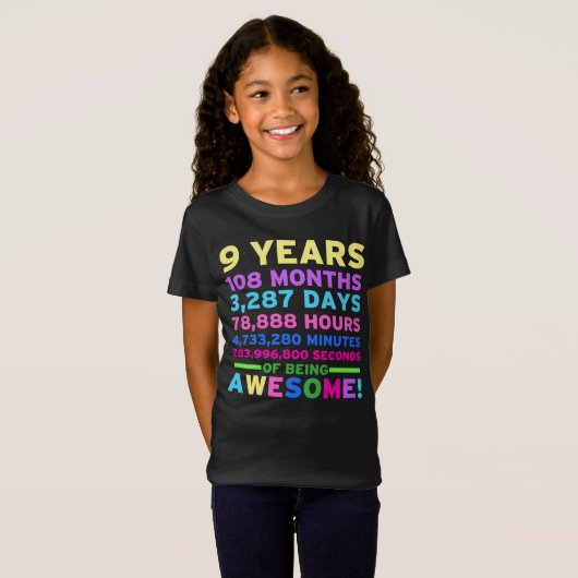 第9誕生日のワイシャツの男の子の女の子9年間の素晴らしい Tシャツ (正面フル)