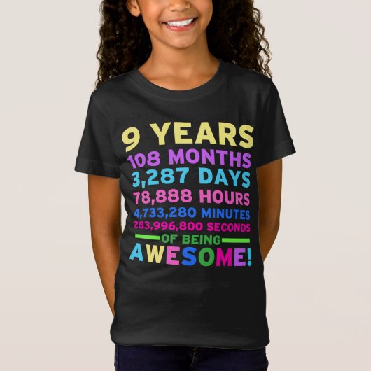 第9誕生日のワイシャツの男の子の女の子9年間の素晴らしい Tシャツ (正面)