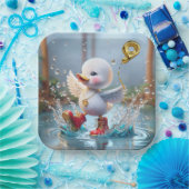 第9誕生日アヒル踊りイン・ア・レインパドル ペーパープレート (パーティー)