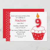 第9誕生日カップケーキ招待状 招待状 (正面/裏面)