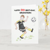 第9誕生日カード孫 – サッカー カード (黄色い花)