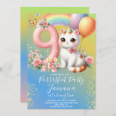 第9誕生日キッテンレインボーパーティー 招待状 (正面/裏面)