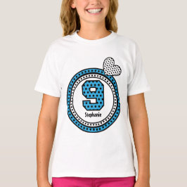 第9誕生日ギフトスターズハート名前をカスタムするV12C Tシャツ