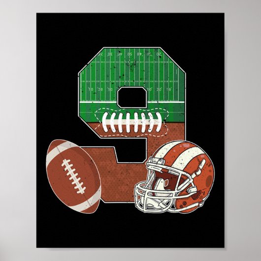 第9誕生日サッカーテーマ9歳の男の子パーティー ポスター (正面)