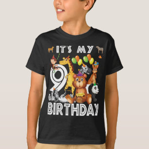 第9誕生日サファリジャングル動物好き Tシャツ