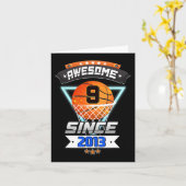 第9誕生日バスケットボール選手権九歳ボーイギ カード (黄色い花)