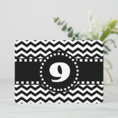 第9誕生日パーティ白黒シェブロンW09B 招待状 (スタンド正面)