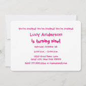 第9誕生日パーティ白黒シェブロンW09B 招待状 (裏面)