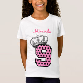 第9誕生日プリンセスクラウンとハートV04 Tシャツ