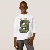 第9誕生日ボーイ迷彩柄アンドスターズ名前をカスタムするV01J Tシャツ (正面フル)